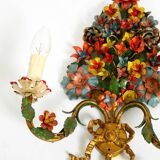 A pair of beautiful 1960s hand-painted and gilded metal wall lamps by Hans