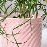 Large vintage pot holder in pink ceramic relief rope