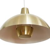 Golden aluminum pendant light by Lyfa. Denmark 1970s