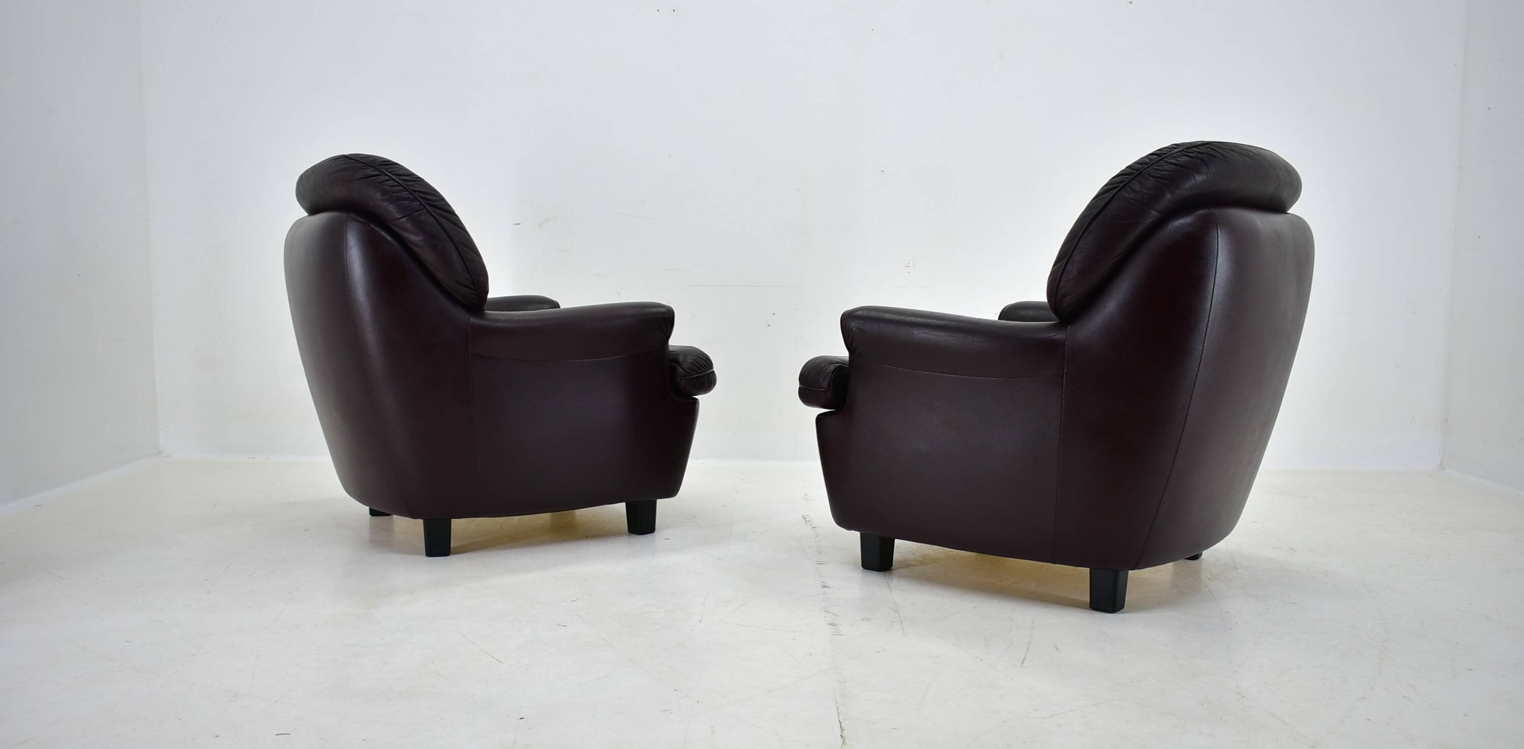 Design, Scandinavian, leather armchairs by Peem, 1970s, Finland