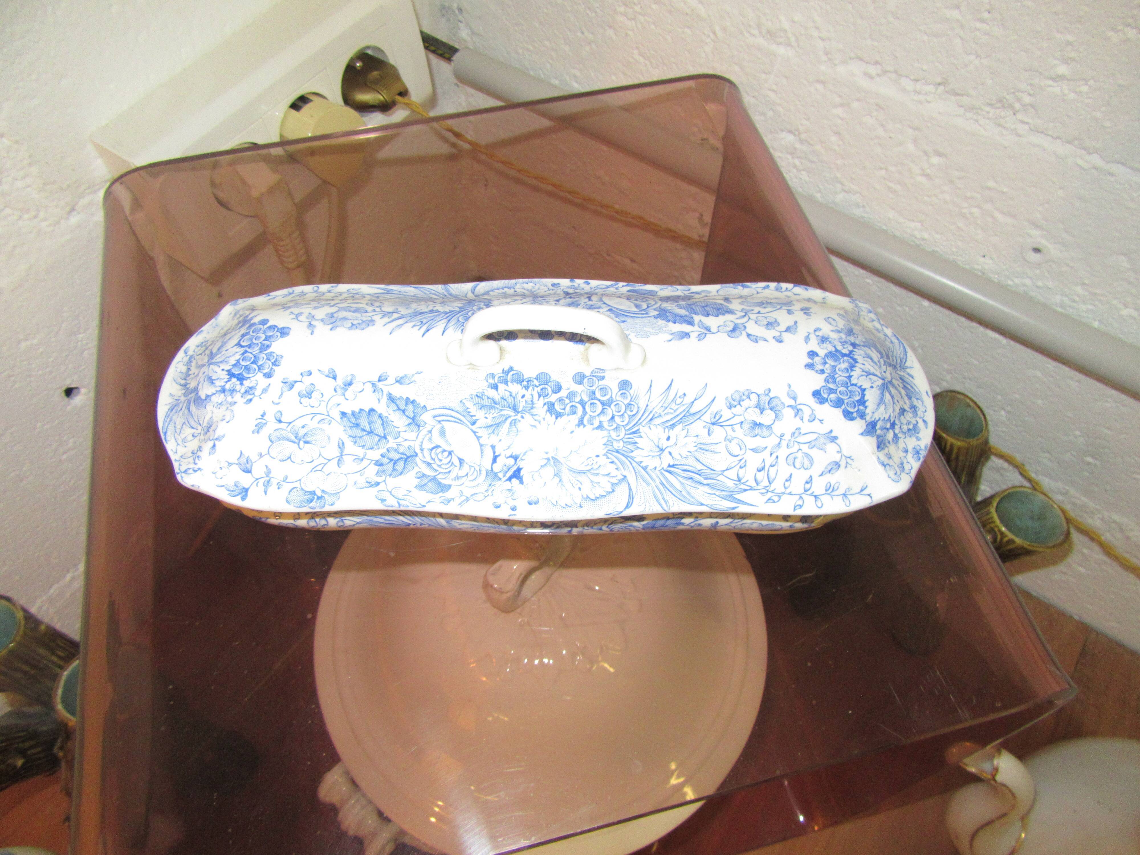 Porte savon en faience bleu de sarreguemines