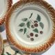 4 dessert plates Digoin fruit with a red rim