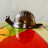 Vintage snail-shaped butter dish - zinc and silver metal - EP Zinc Alloy
