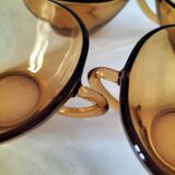 4 cups and saucers VERECO amber