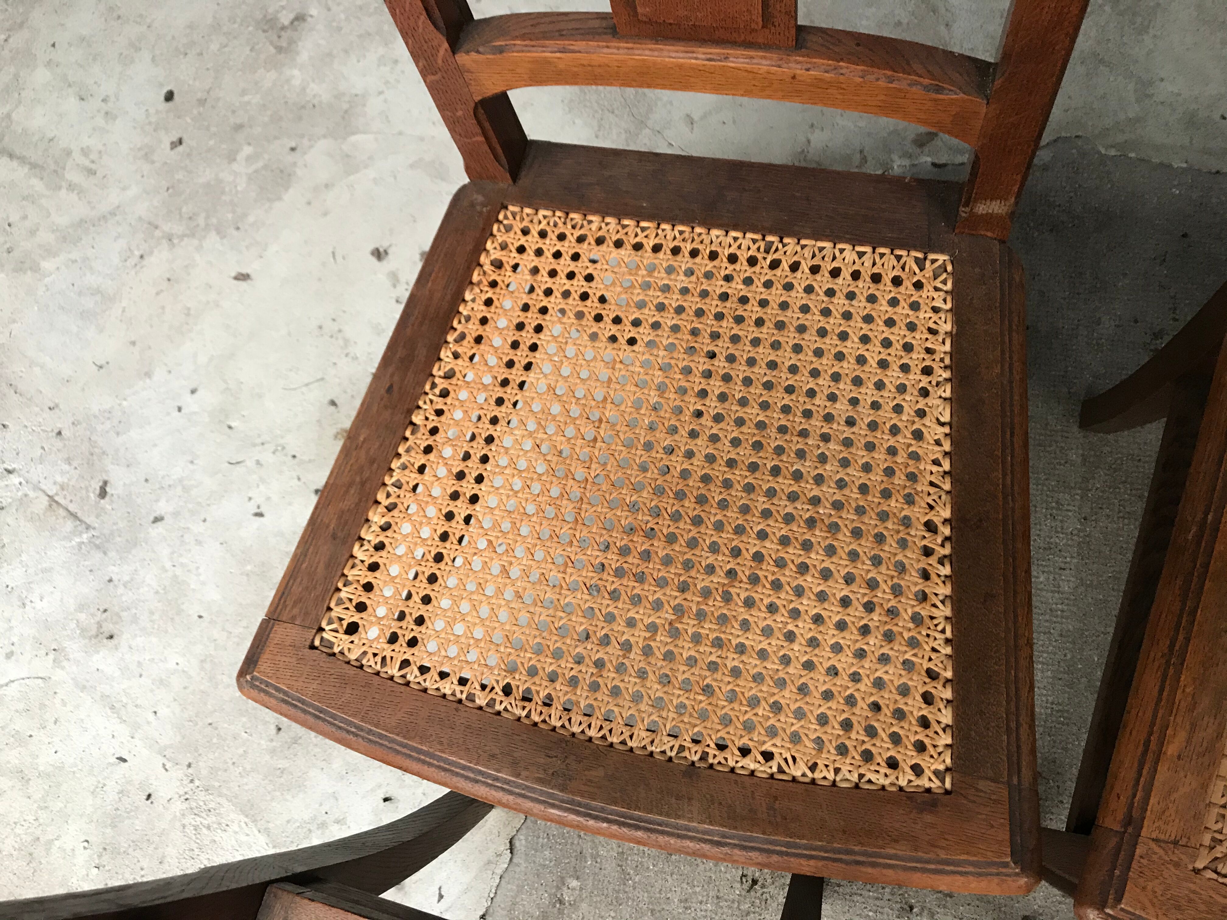 Suite of 6 chairs oak canage art nouveau