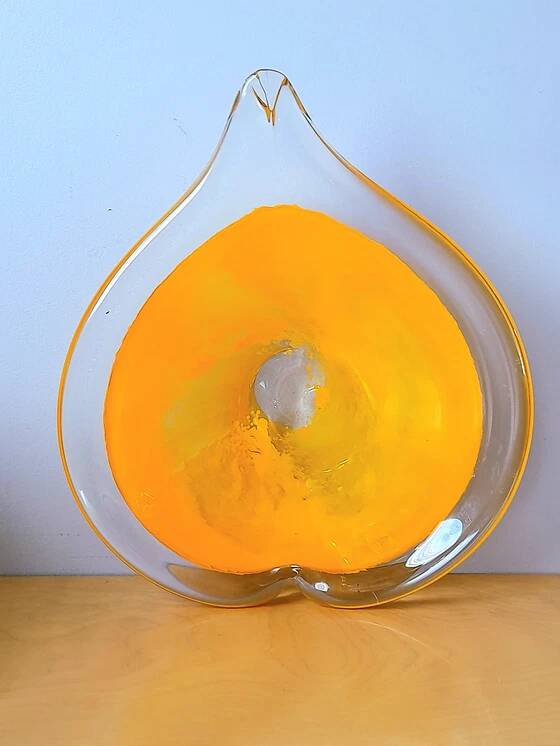 Coupe cœur en verre soufflé de Murano 1970