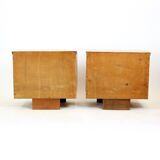 Pair Of Art Deco Bedside Tables, Walnut Veneer, Czechoslovakia, 1940s