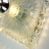 Heavy mid century ice glass wall lamp 1960s 70s sconce hustadt-leuchten