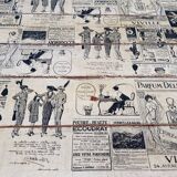 Teak dining table with illustrated top