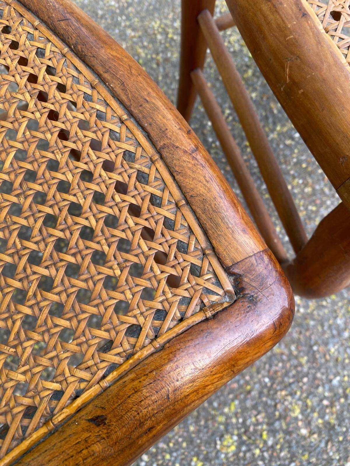 2 Louis Philippe caned chairs from the 19th century in solid wood.