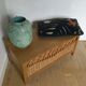 Coffre bois et rotin vintage