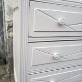 Commode vintage table à langer blanc poudré