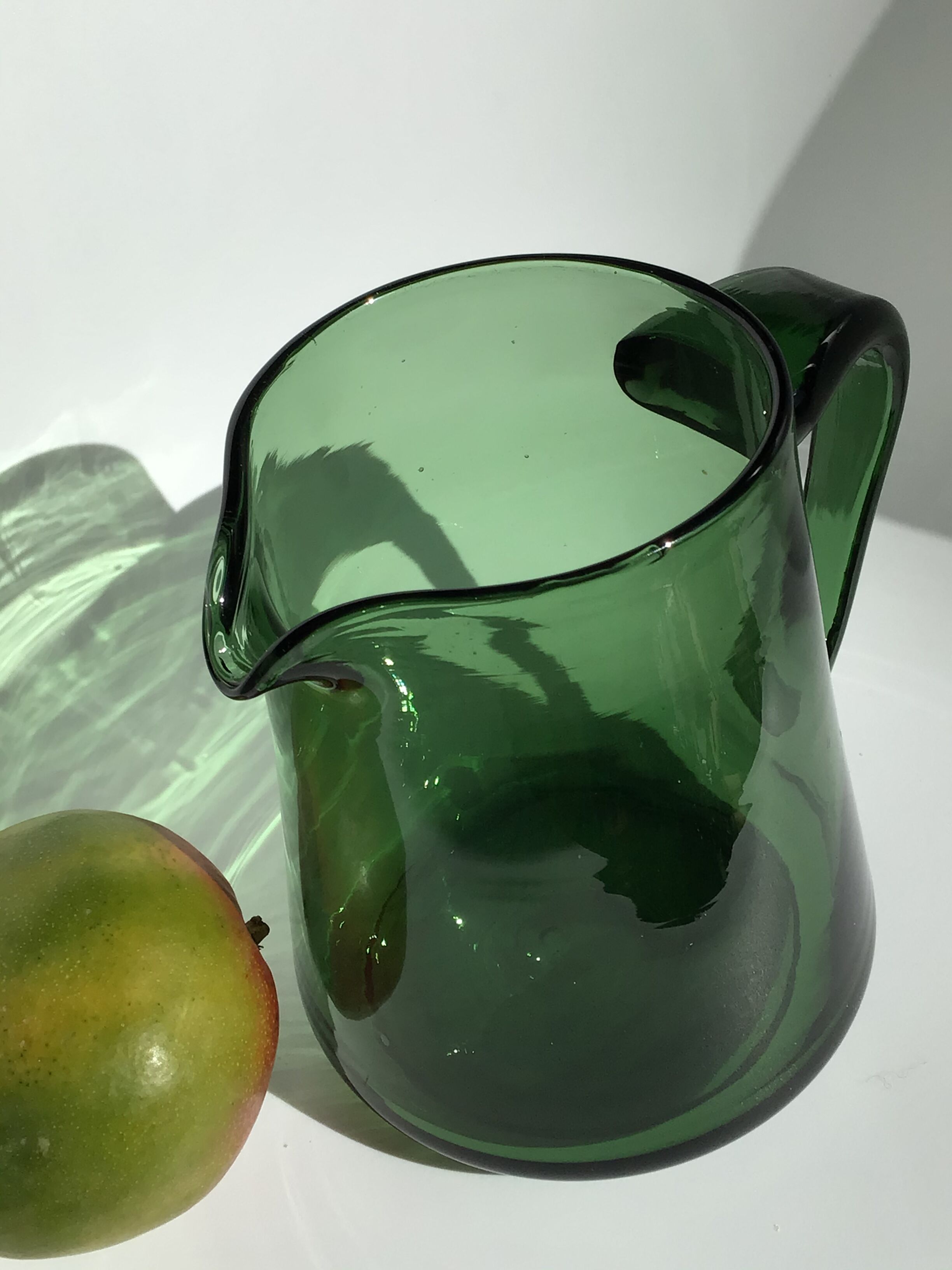 Pitcher glass blown mouth dark green