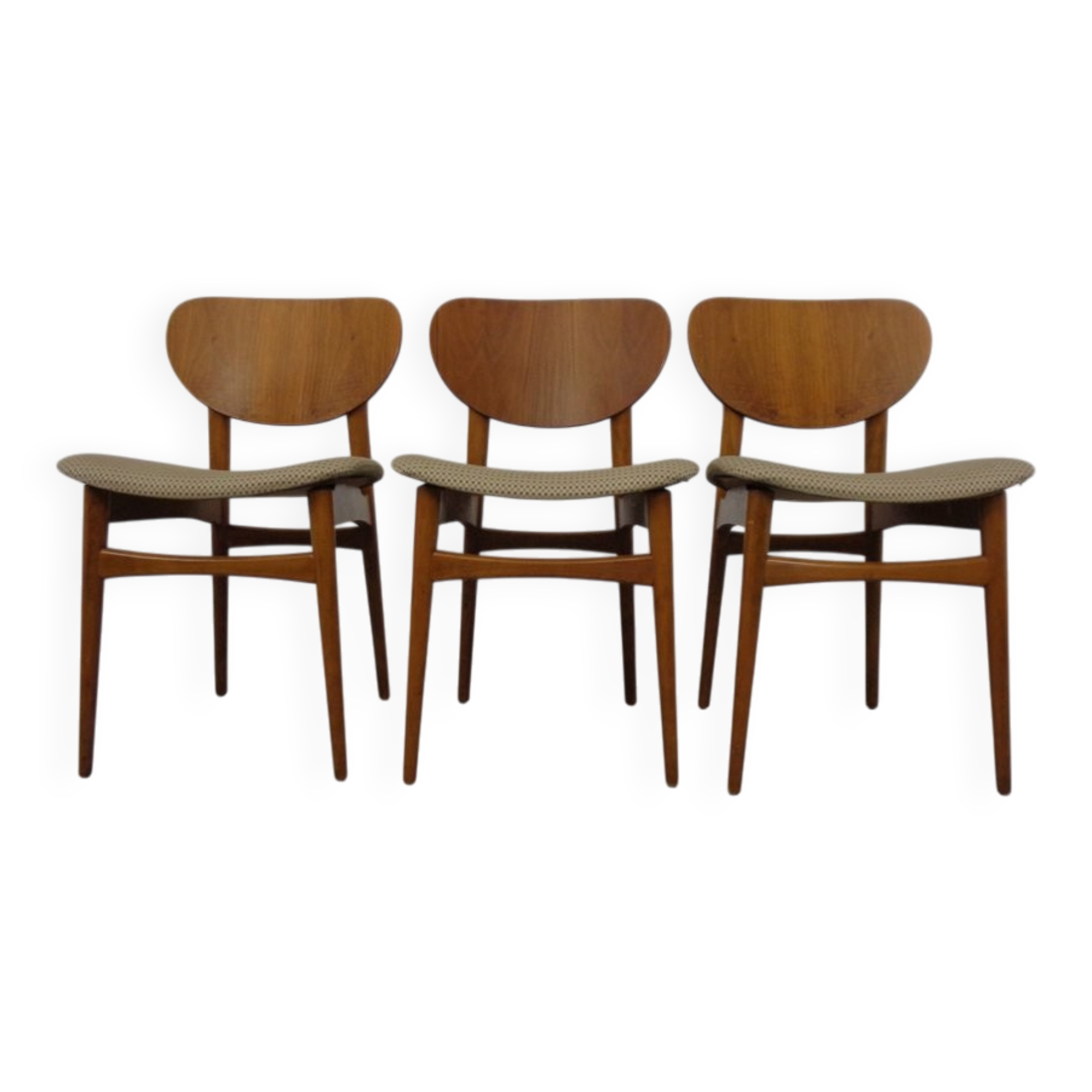 Dining Chairs in Walnut & Beech, 1960s, Set of 3