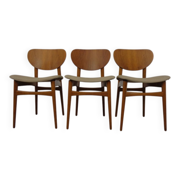 Dining Chairs in Walnut & Beech, 1960s, Set of 3