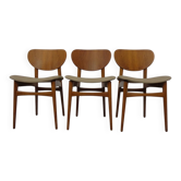 Dining chairs in walnut and beech, 1960s, set of 3.