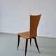 3 plywood burgundy legs chairs | Italy | 1980s