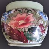 Hand-painted opaline vase, abstract floral patterns