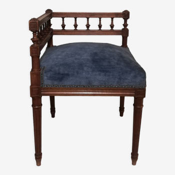 Louis XV style corner armchair with velvet seat