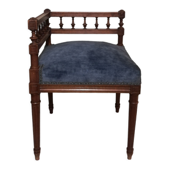 Louis XV style corner armchair with velvet seat