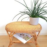 Table basse en rotin vintage