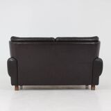 Mid-Century Design Black Leather Sofa, 1970s, Czechoslovakia