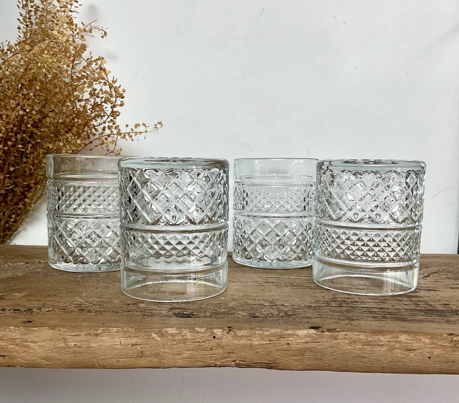 4 vintage whiskey glasses