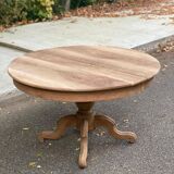 Table à manger ronde pied central extensible en chêne massif du 18ème 210