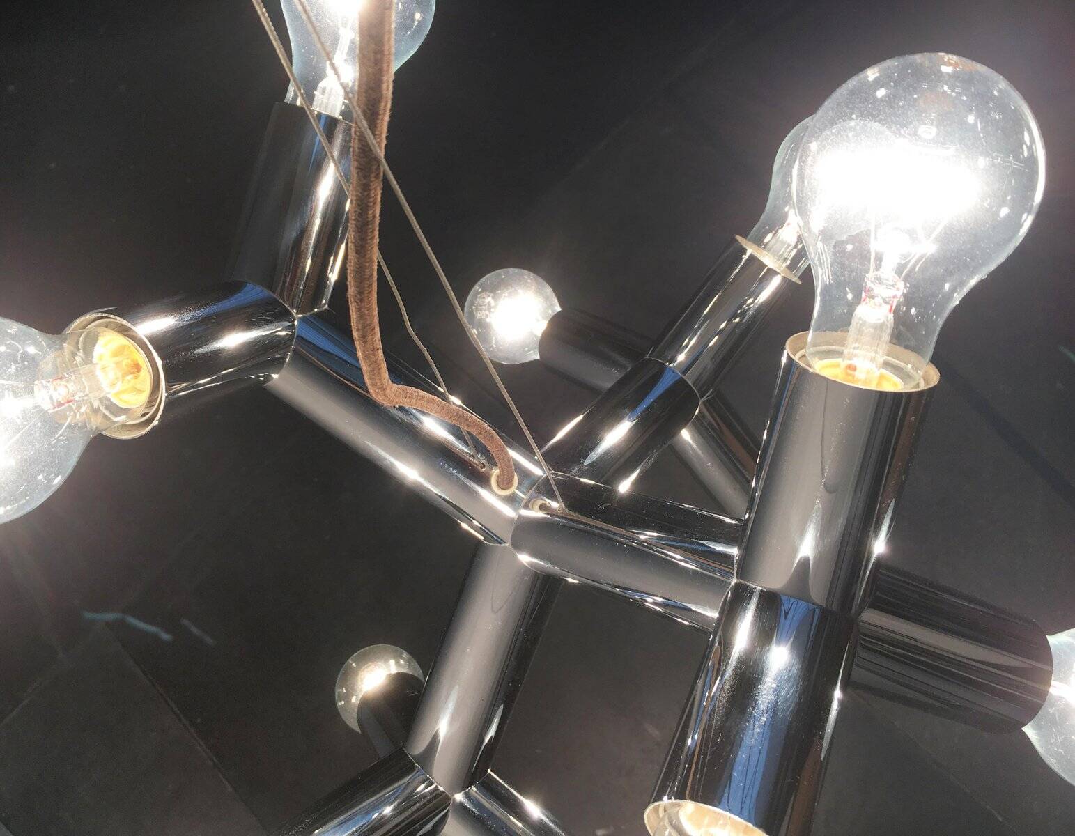 Atomic 12 HL suspension light in Espace style, mid-20th century, Austrian, by J.T. Kalmar, 1960s.