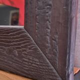 Artisanal Burnt Wood Mirror (108x78 cm) – Industrial / Japandi Style