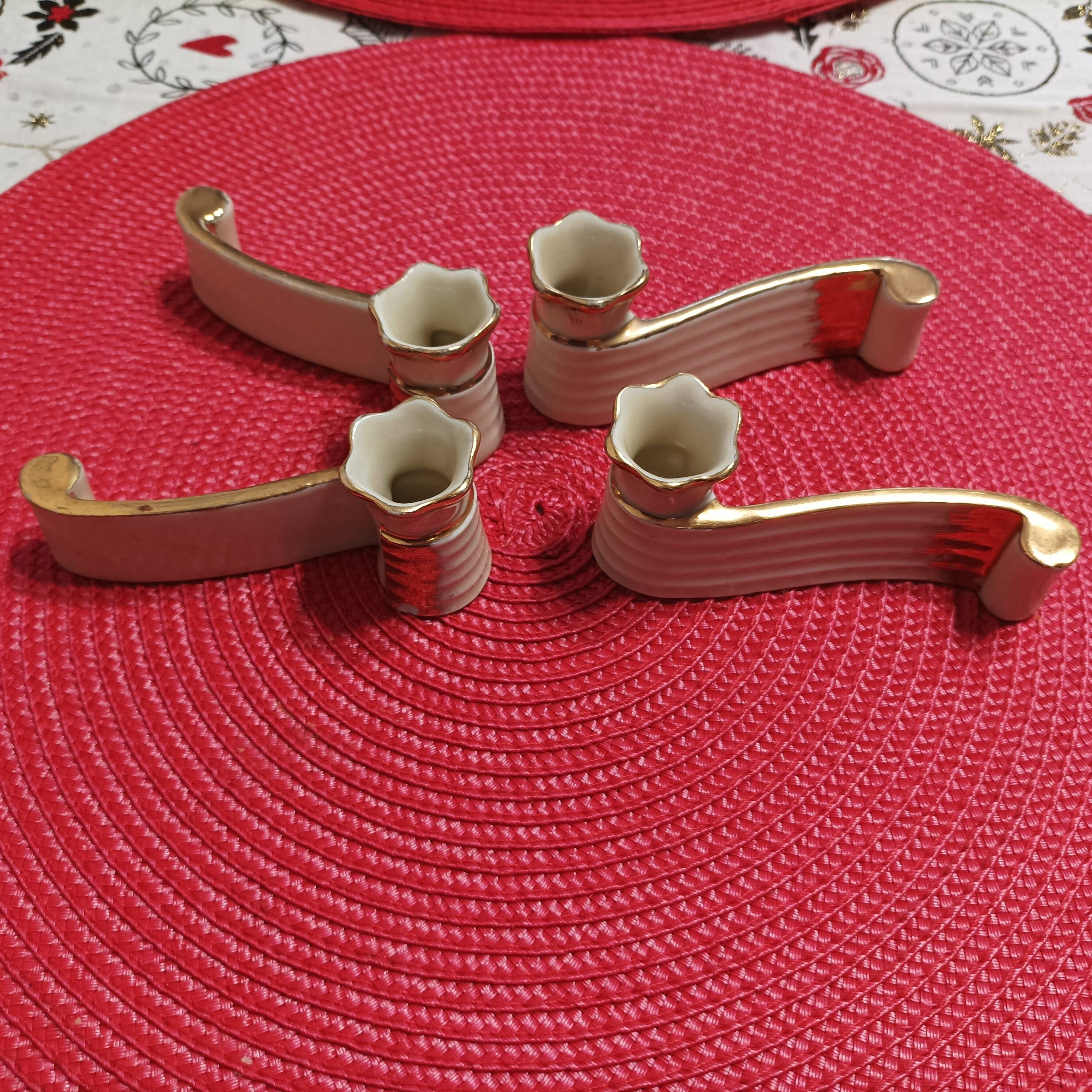 Set of 4 Porcelain Knife Holders from the 50s