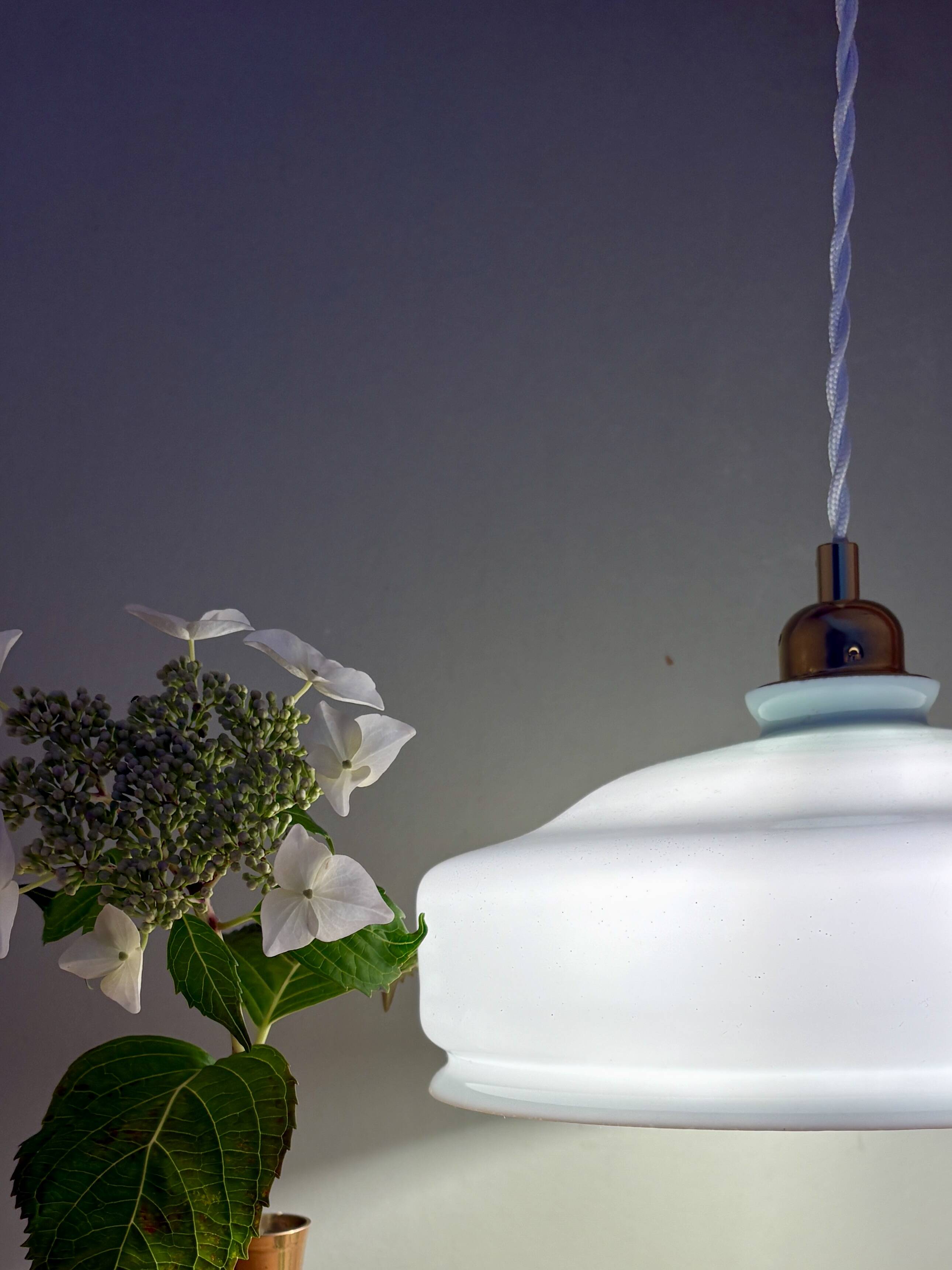 Vintage white opaline lampshade pendant light