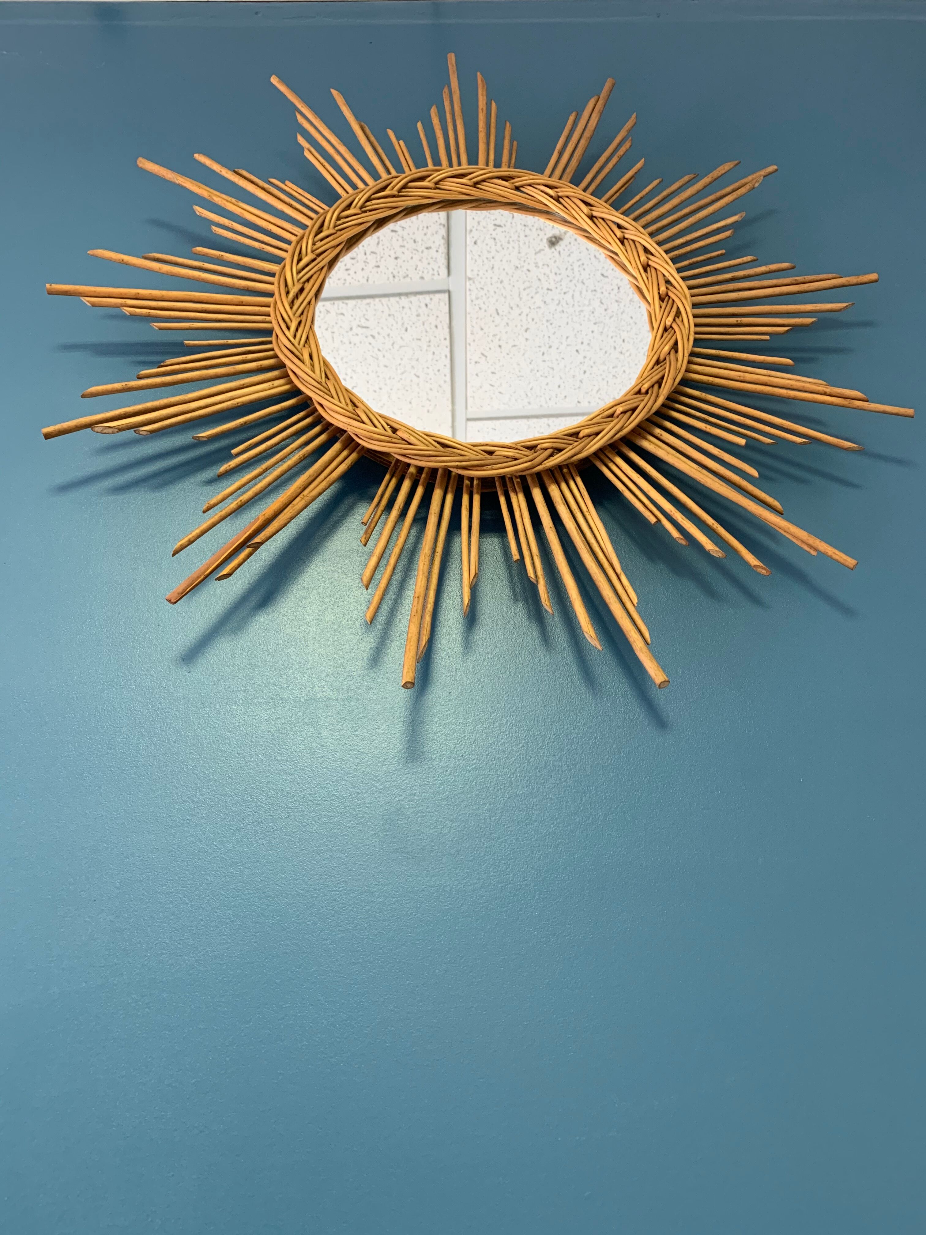 Wicker sun mirror 60cm
