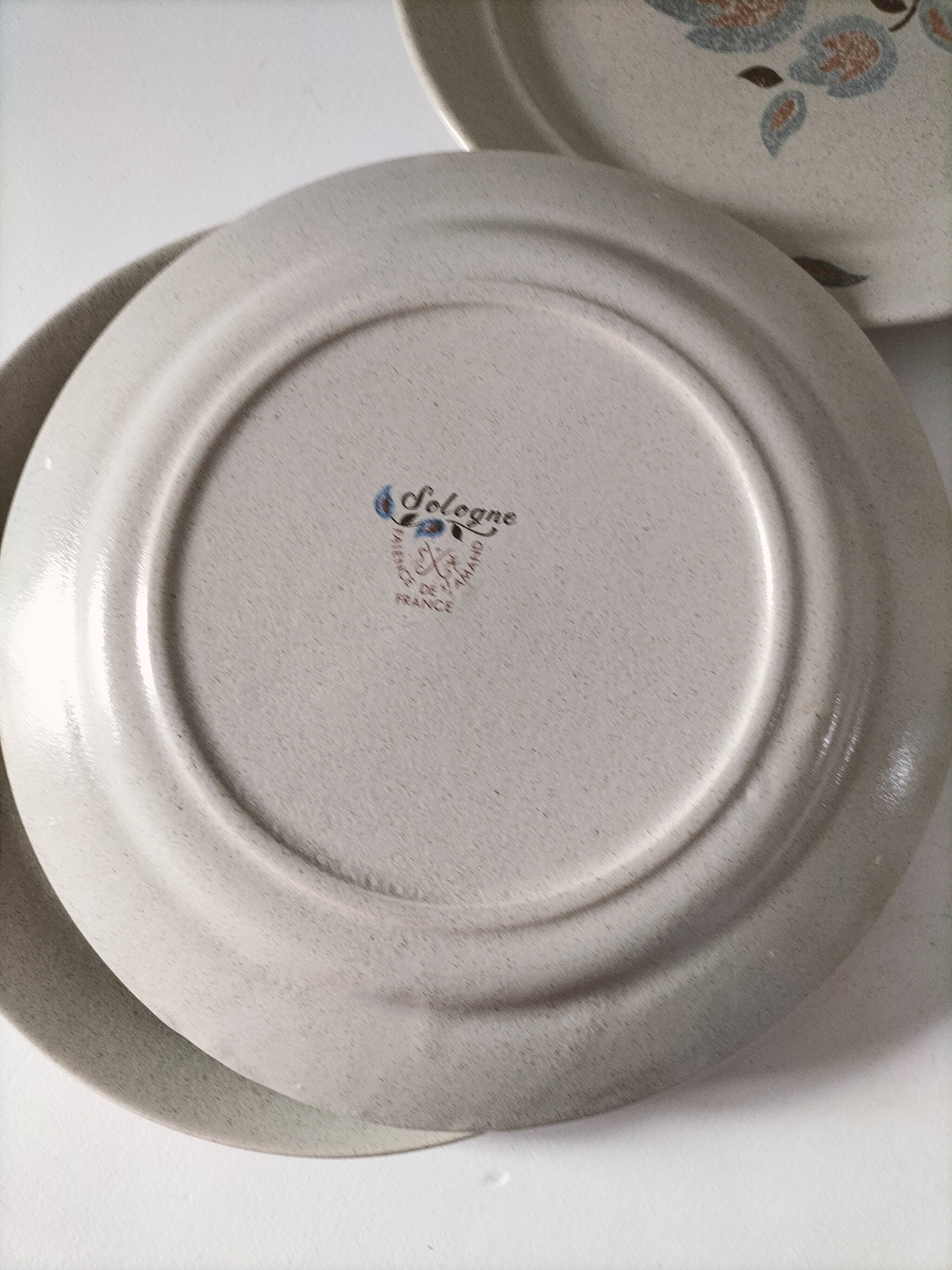 6 Saint-Amand stoneware dinner plates, Sologne pattern