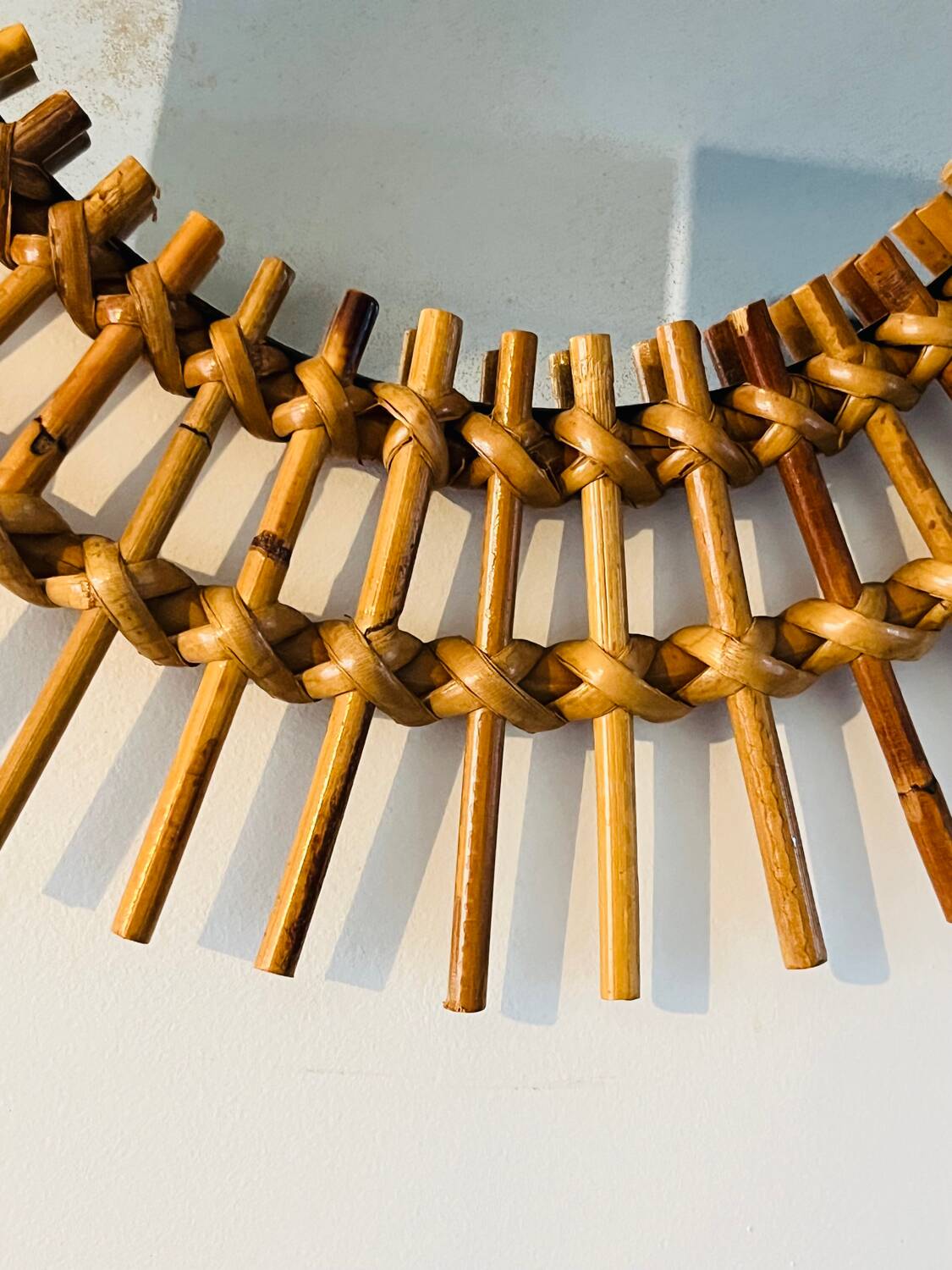 Authentic rattan sun mirror 60s