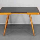 1960s Beech Coffee Table with Glass Top , Czechoslovakia