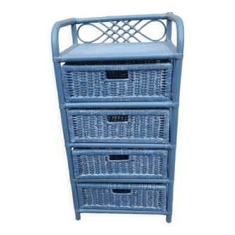 Cabinet of 4 drawers in bamboo and rattan
