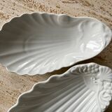 Duo of white earthenware shell bowls