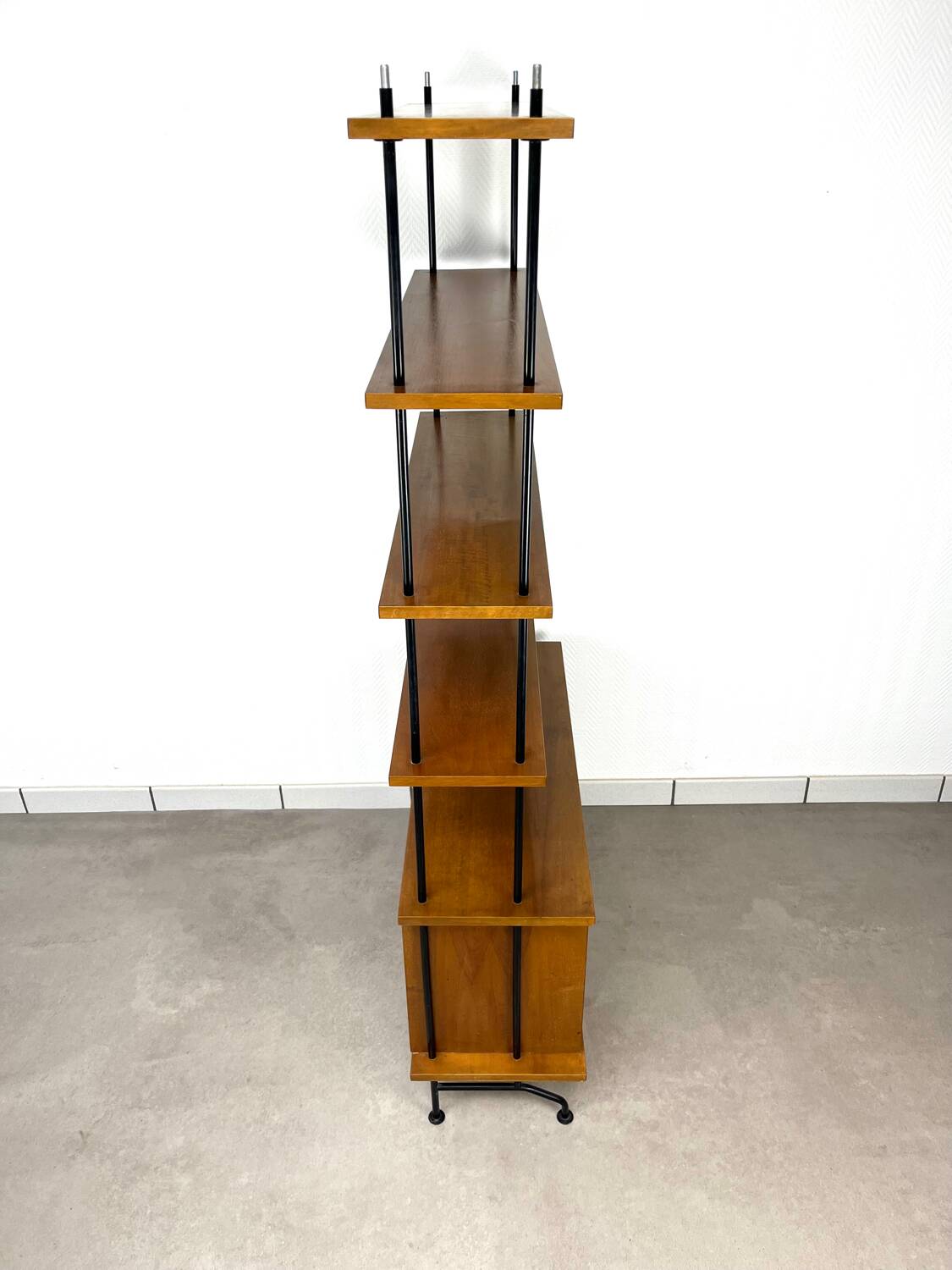 1950s wooden and metal bookshelf shelf