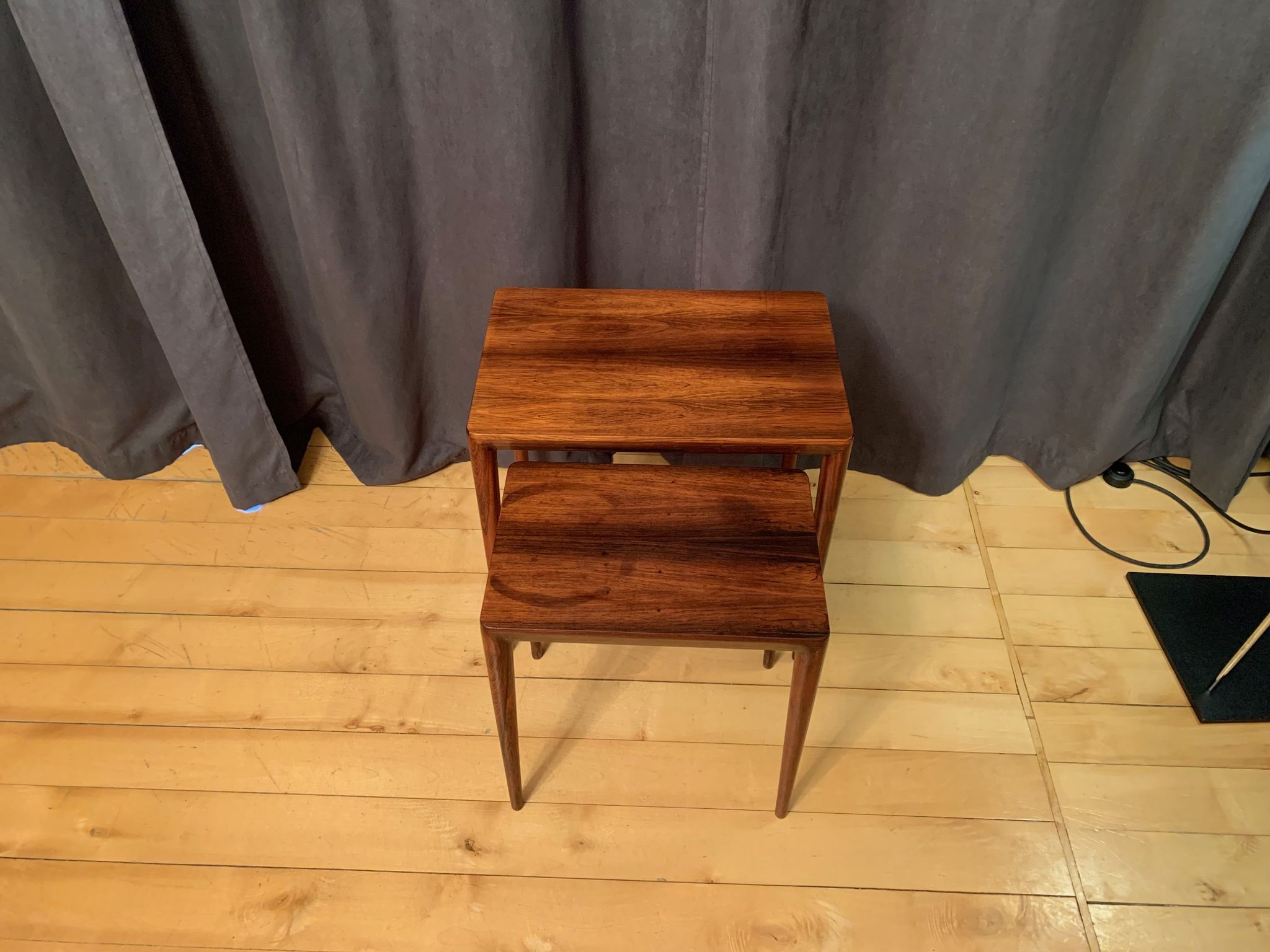 Pair of rosewood tables 64 B, designed by Erik Riisager Hansen, Haslev Møbelsnedkeri, Denmark, 196