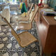 Trio of vintage Ikea rattan and aluminum chairs