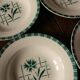 Lot 6 green hollow plates Sylvia Digoin Sarreguemines