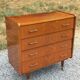 Vintage walnut varnished chest of drawers with 4 drawers from the 1960s.