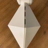 White pyramid desk lamp embnched white pyramid Lungean and Pellmann 1980