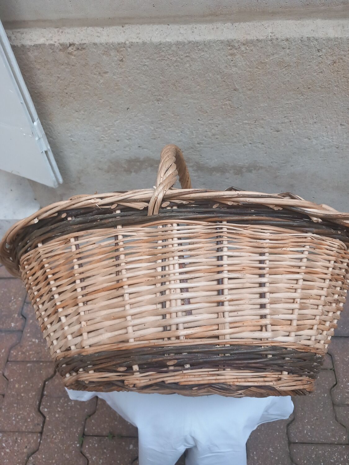 Oval basket woven wicker and hazel