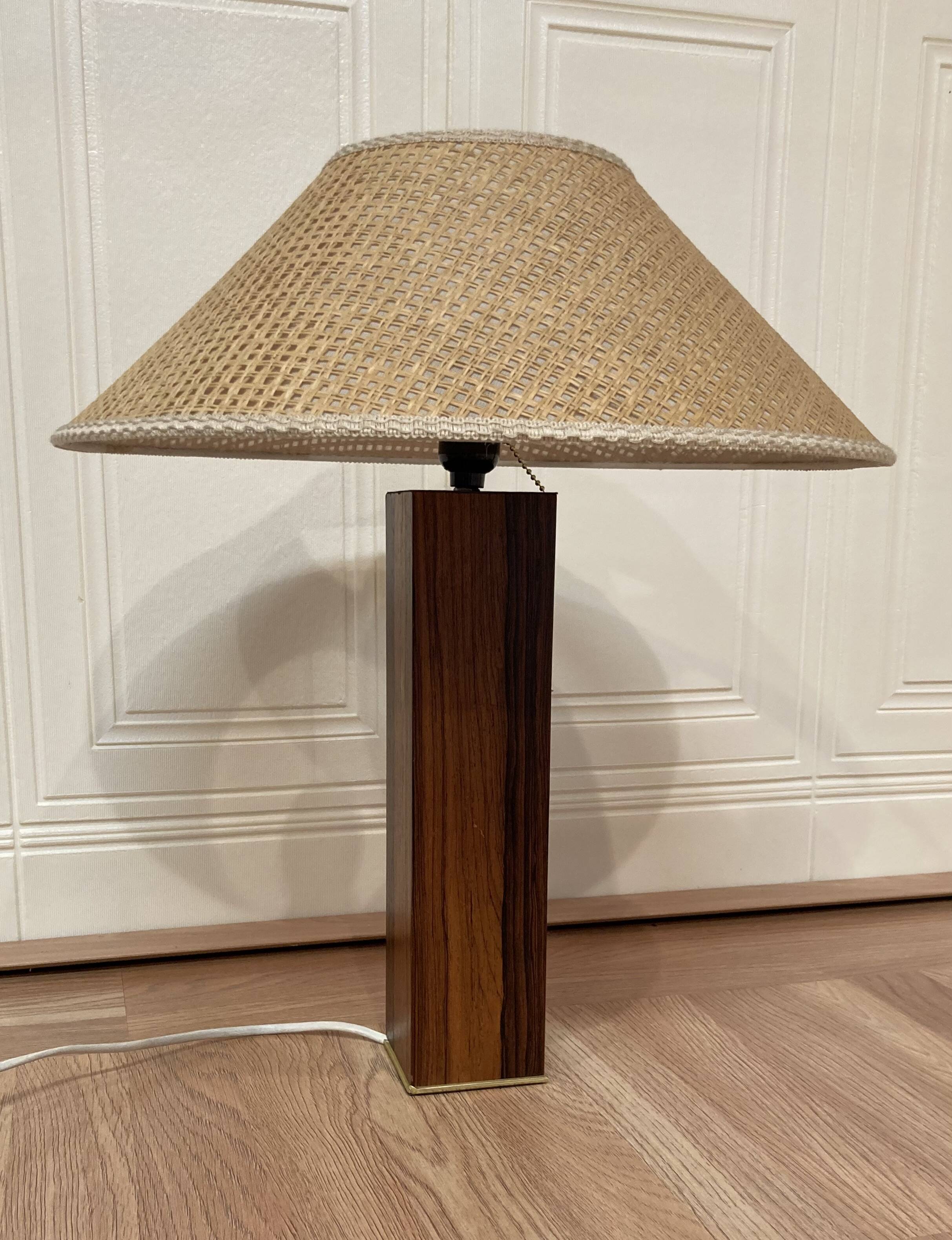 LARGE ROSEWOOD LAMP SCANDINAVIAN DESIGN 1960.