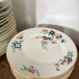6 vintage plates in white Limoges porcelain signed TLB, flowers