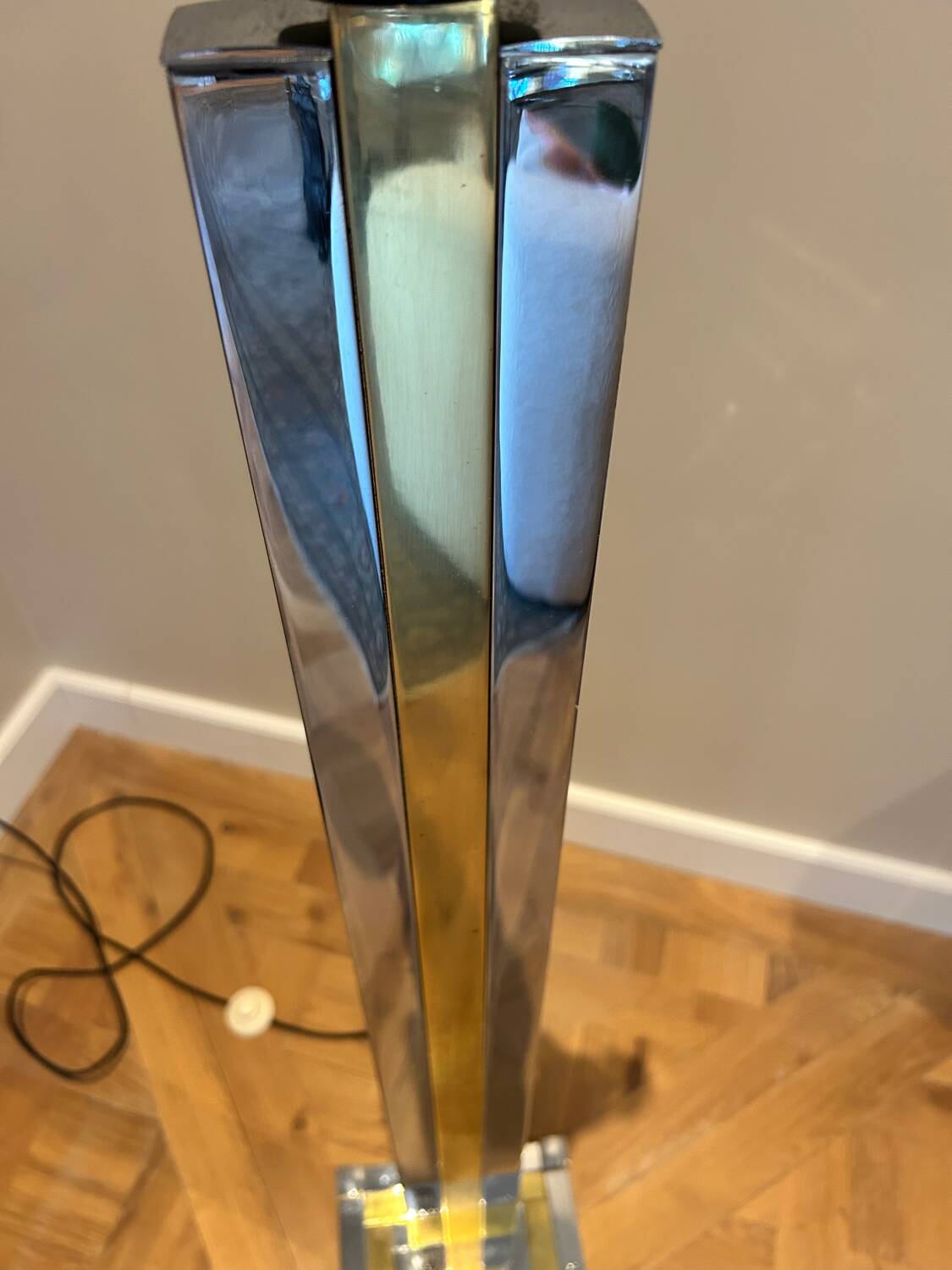 Willy Rizzo bicolor Chrome and gold floor lamp lumica