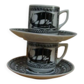 Cups and saucers, ancient boat