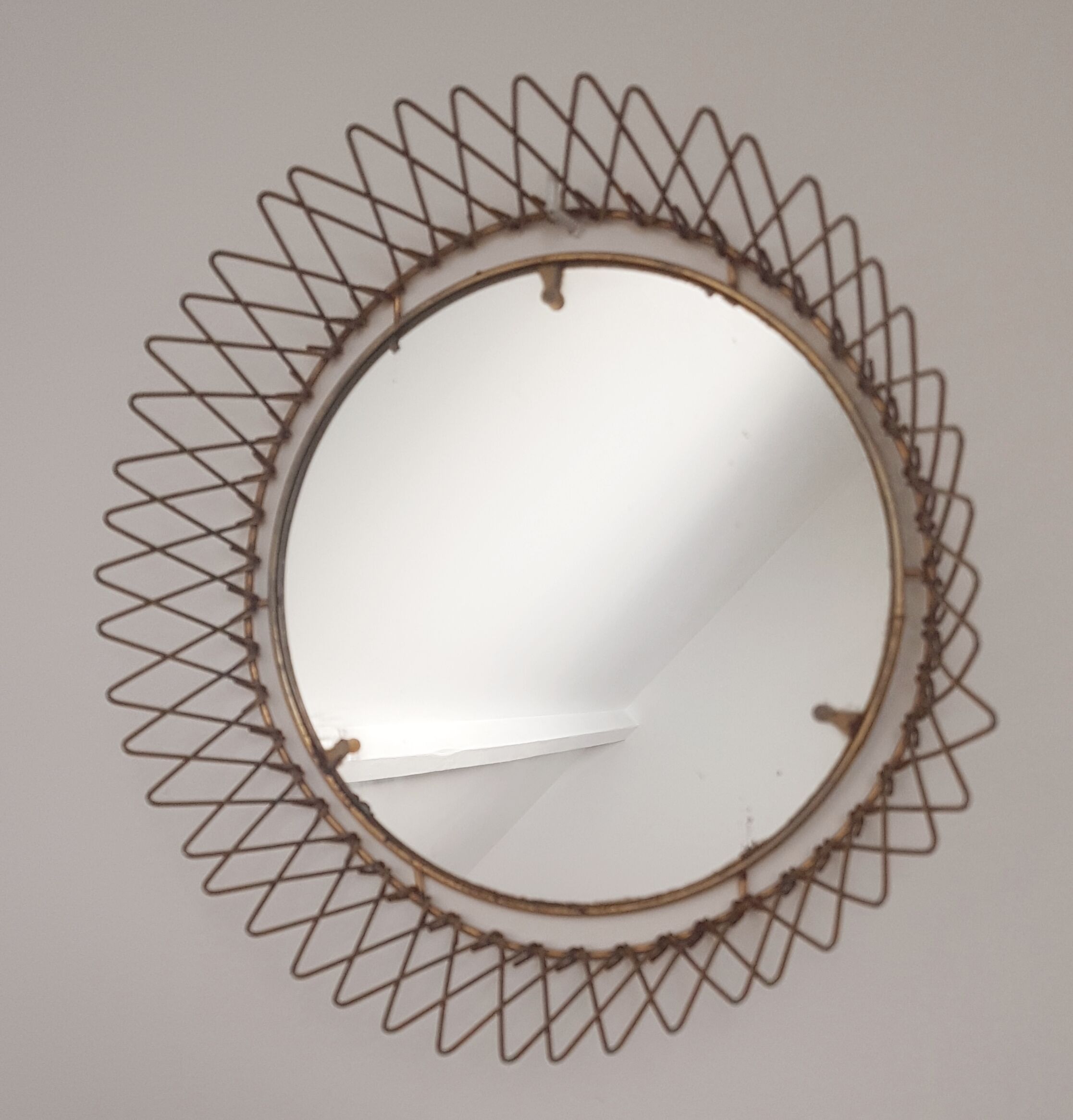 Sun mirror in golden thread 1950 31cm